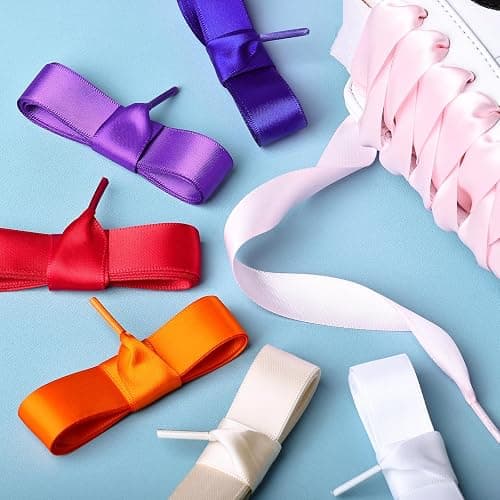 Booyckiy 3/4" Wide Satin Ribbon Shoelaces Flat Colorful Shoe Laces for Women thumbnail 5