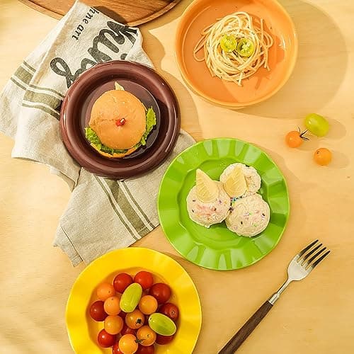 Playful 3D Hamburger Ceramic Plate Set, Playful Stackable Dessert Bowls and Decorative Burger-Shaped Platter Set, Oven Safe and Dishwasher Friendly, Ideal for Parties, Family Dinners, and Kid thumbnail 7