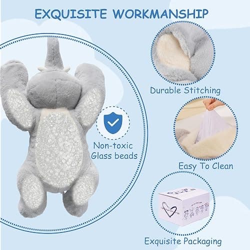 GILFWM Weighted Stuffed Animals Elephant - 25" Big Stuffed Animal Toy Pillow for Kids & Adults, 5 lbs Ultra-Soft Washable Weighted Plush thumbnail 3