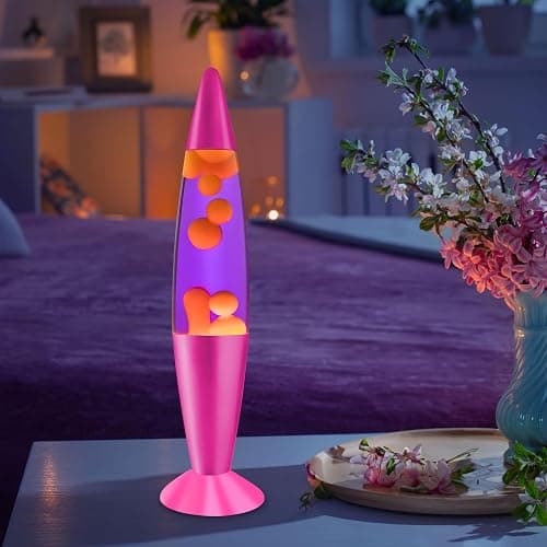 JAMBO 16" Beautiful Lamp- Purple with Yellow/Orange Wax, Relaxing Liquid Light, Night Light Nightlight, Home Decor Living Room Office Bedroom Lamp for Adults Teens Kids, Magma Motion thumbnail 8
