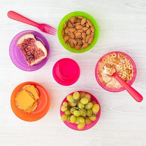 Cuddly Hippo Kids Plastic Dinnerware Set of 72 Multi Color Pieces (Plates, Bowls, Cups and Flatware) - Reusable, BPA-Free, Dishwasher Safe and Microwaveable thumbnail 6