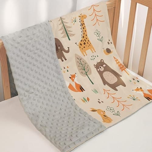 SANDJEST Woodland Animal Blanket - 30 x 40 Kids Minky Blankets for Boys Girls - Gifts for Birthday Christmas - Nursery Bedroom Decor thumbnail 2