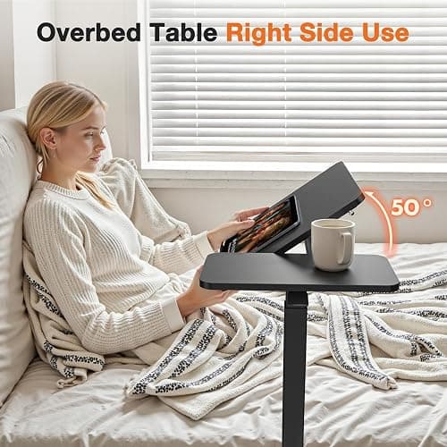 Sweetcrispy Small Standing Desk Rolling Table Adjustable Height, Laptop Mobile Stand with Wheels, Portable Computer Workstation with Tiltable Desktop for Teacher Classroom Home Office, Black thumbnail 3