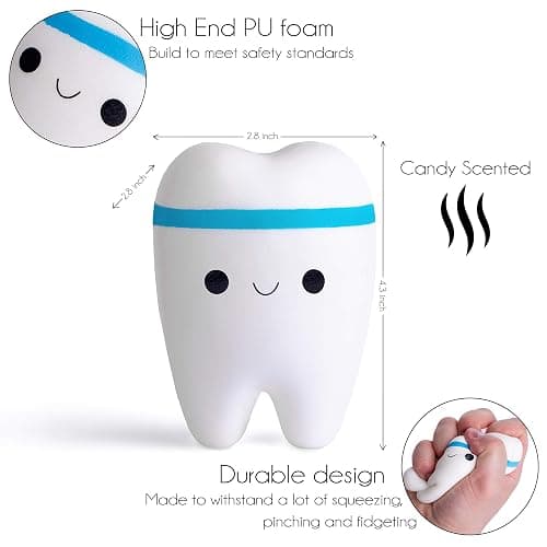 Nutty Toys Super Slow Rising Jumbo Squishy Tooth - Soft & Scented Stress Relief for Boys, Girls, Adults, Top Easter Basket Stuffer Gift Idea for Kids, Tweens, Teens, Best Dental & Dentist Gifts 2026 thumbnail 3