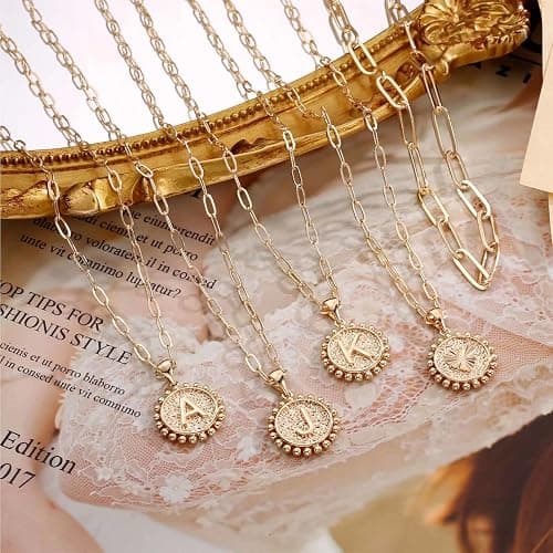 Ursteel Layered Initial Necklaces for Women, 14K-Gold-Plated Dainty Layering Paperclip Chain Necklaces for Women Jewelry thumbnail 6