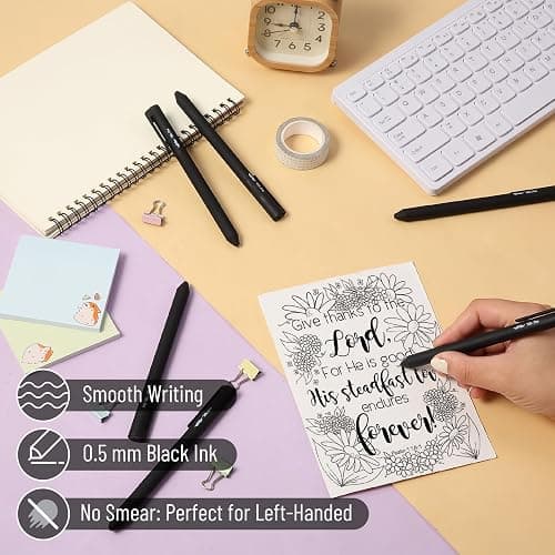 Mr. Pen- Retractable Gel Pens, 6 Pack, Black Ink, Black Barrel Gel Pens, Gel Pen Fine Point thumbnail 4