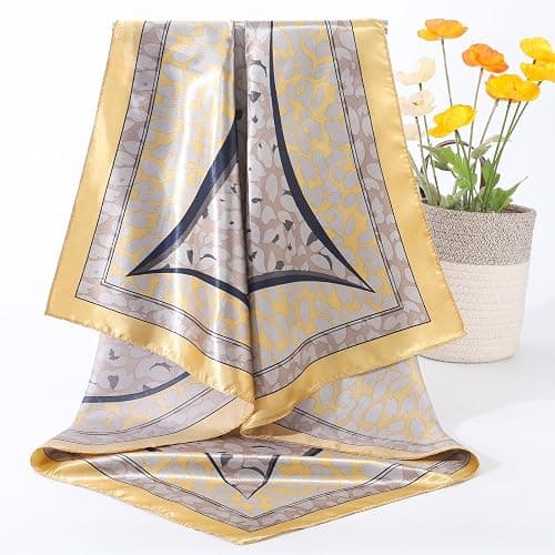 AWAYTR 35” Satin Large Square Head Scarves - 4PCS Silk Like Neck Scarf Hair Sleeping Wraps Satin Silk Scarfs for Women thumbnail 6