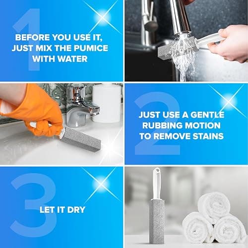 DISIWENE Pumice Cleaning Stone with Handle Toilet Bowl Cleaner Hard Water Ring Remover for Bath/Pool/Kitchen/Household Cleaning (4, 4 Pack with Handle) thumbnail 6