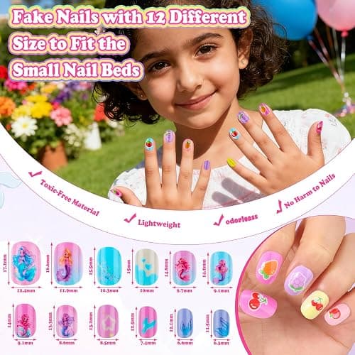 480 Pcs Girls Press ons False Nail Art Kit with Storage Case | Cute Stuff Gift for Girls 8-12 Fake Nails Adhesive thumbnail 6