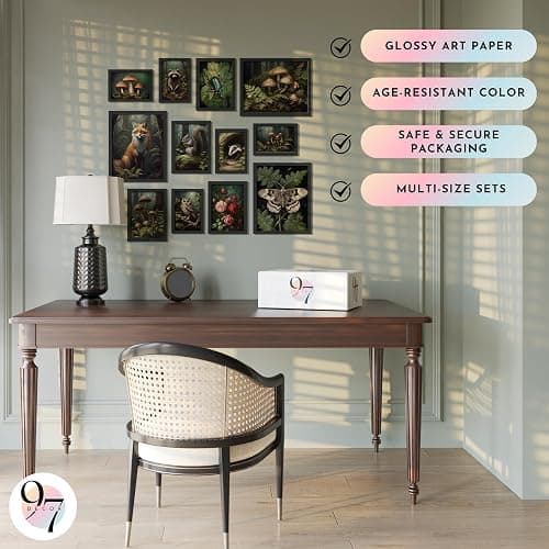 97 Decor Cottagecore Wall Art, 12 Botanical Mushroom Prints, Unframed | Cardstock prints, 3 pcs 8x10, 4 pcs 5x7, 5 pcs 4x6, mushroom, nature and animal art, cozy cottage bedroom decor thumbnail 5