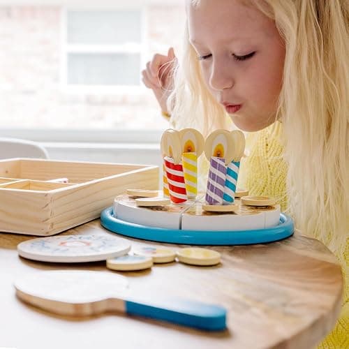 Melissa & Doug Birthday Party Cake - Wooden Play Food with Mix-n-Match Toppings and 7 Candles thumbnail 7