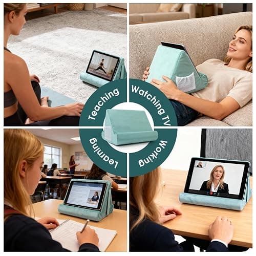 Sttargxing Multi-Angle Tablet Stand with Soft Pad Cushion and Net Pocket - Universal Phone and Pad Holder for Lap, Knee, Sofa and Bed (Light Blue) thumbnail 9