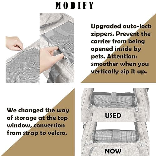 GAPZER Pet Carrier for Large Cat Soft-Sided Animal Traveling Bag for Medium Cat up to 20lbs / Washable Small Dog Puppy 10 lbs Crate Case with Privacy Curtains for Home Outdoor Travel Beige White thumbnail 6