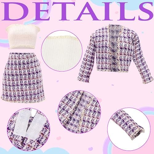 24 Pcs 11.5 Inch Girl Doll Clothes and Accessories Include 8 Set Outfits Elegant Suits 8 Pairs of Shoes and 8 Accessories for 11.5 Inch Girl Doll Clothing Storytelling Set thumbnail 7