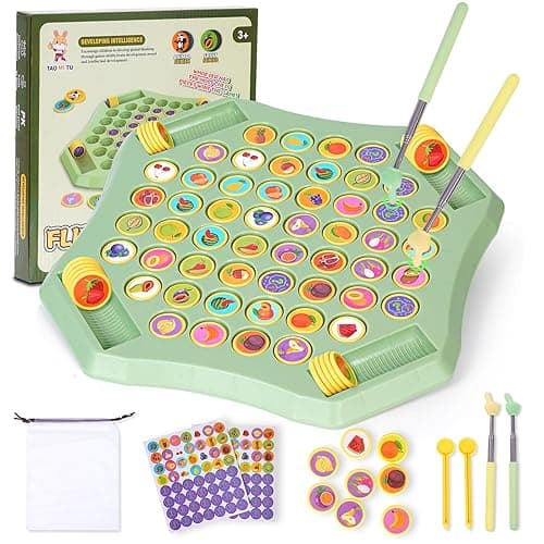 Gencokok 54PCS Fruit Flip Chess Memory Chess Game, Animal Flip Matching Chess Board, Memory Chess Game for Kindergarten Gathering Activity, Flip to Win Travel Memory Game (L-Fruit)