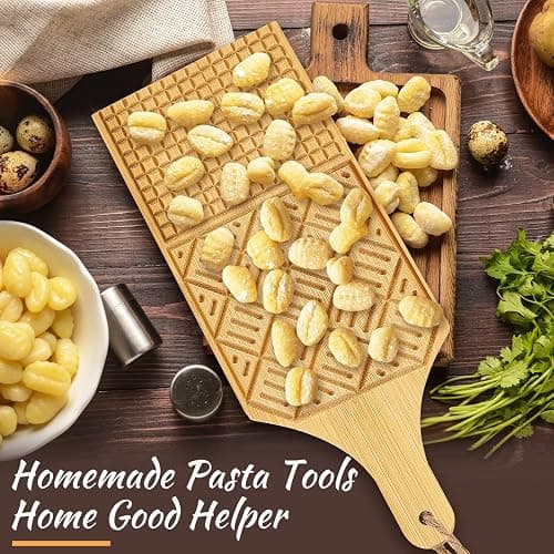 4 Pieces Wood Gnocchi Pasta Board Gnocchi Paddle Maker Garganelli Pasta Board Making Tools Set with Rolls Kitchen Gift Ideas thumbnail 7