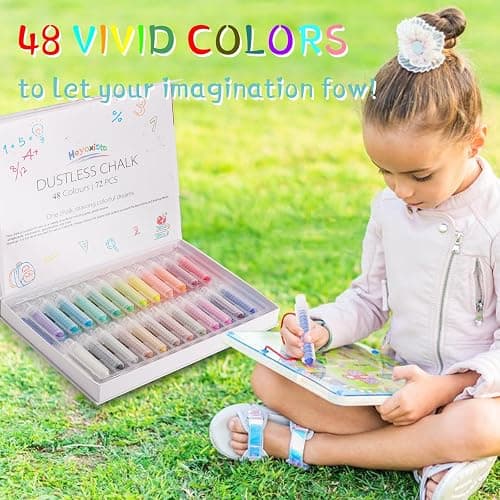 72Pcs Colored Dustless Washable Drawing Chalk Artists Set with 24 Holder - Non-Toxic Art & Drawing Supplies for Kids,Works on Glass/Paper/Wood/Tile (Avoid Rough Textures,Not For ROUGH Chalkboard Use) thumbnail 9