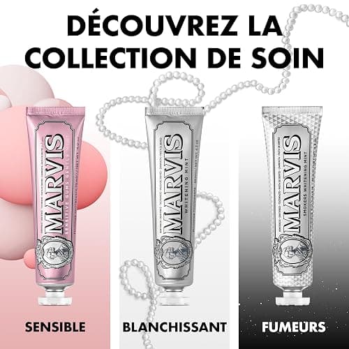 Marvis Dentifrice Blanchissant Menthe pour Fumeurs, 3 x 85 ml | Anti-plaque et anti-caries, Contre taches de thé/café/tabac, Texture crémeuse, Fraîcheur longue durée, Fabrication italienne thumbnail 5