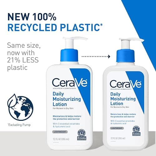 CeraVe Daily Moisturizing Lotion for Dry Skin, Body Lotion & Face Moisturizer with Hyaluronic Acid and Ceramides, Daily Moisturizer, Fragrance Free, Oil-Free, 19 Ounce thumbnail 2