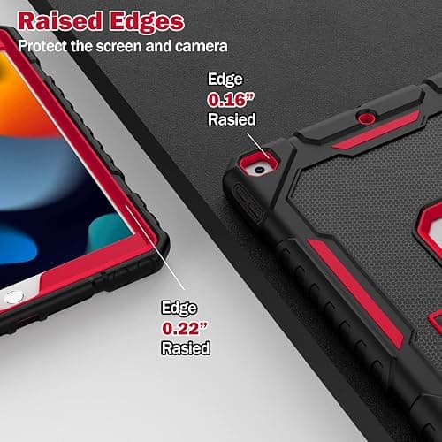 ZoneFoker Case for iPad 9th/8th/7th Generation 2021/2020/2019(10.2 inch), Heavy Duty Military Grade Shockproof Rugged Protective 10.2" Cover with Built-in Stand for iPad 9 8 7 Gen (Black+Red) thumbnail 7