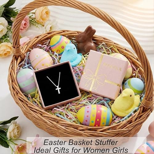 Easter Basket Stuffer Cross Necklace for Women Girls, Dainty 14K Gold Silver Plated Cross Choker Jewelry Non Tarnish Waterproof Cute Simple Small Necklace Christian Baptism Religious Faith Jewelry Gifts thumbnail 6