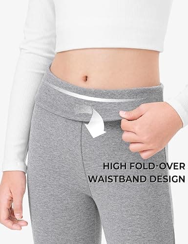BOOPH Girls Leggings Kids Flare Leggings Fold Over Waistband Casual Bell Bottom Pants for Teens thumbnail 6