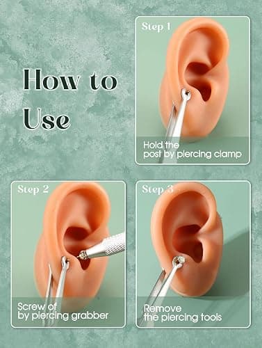 GEMQUEEN Piercing Taper Ball Grabber Tool for Changing Jewelry - 14G 16G 18G 20G Stainless Steel Flat Back Earrings Applicator Tool Threadless Insertion Pin Thread Body Piercing Kit for Ear Nose Lip thumbnail 3