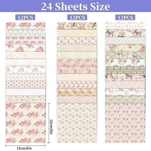 36 Blatt Scrapbook Papier Blumen Muster – Vintage Scrapbooking Papier 15x15cm, Dekorpapier mit Blumenmotiv für Journal, Fotoalbum & Decoupage, Bastelpapier für DIY & Craft-Projekte thumbnail 2