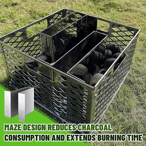 Otoolling 4 Pack Method Bars for Charcoal Firebox Basket, Stainless Steel Maze Bars Compatible with Oklahoma Smoker Most Charcoal Ash Basket, 7 x 5 x 6 Inches thumbnail 3