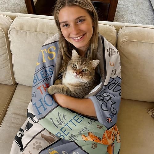 XALAZY Mothers Day Cat Mom Gifts for Women Blanket 50"X60", Cat Gifts for Women, Cat Lover/Lady Gifts, Funny Cats Themed Presents for Birthday/Christmas, Cat Blanket thumbnail 5