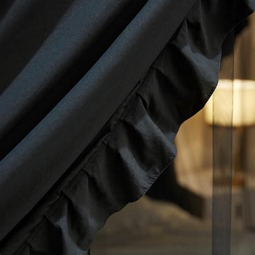 AIOOO 4 Corners Post Princess Curtain Bed Canopy Double Layer Cozy Mosquito Net Mesh and Cloth for Girls Adults Bedroom Decoration (Double-Black/Black, 64" W*82" L*82"*H/(Queen)) thumbnail 7