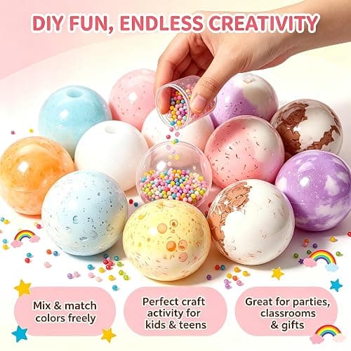 RandJ DIY Stress Ball Making Kit, Squishy Maker Kit with Blank Skins & Air Pump, Add Water to Make Your Own Crunchy Stress Balls for Adults, Transparent Squeeze Toy thumbnail 2