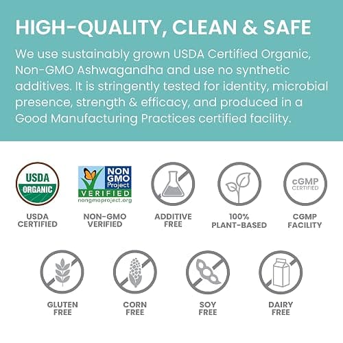 Himalaya Organic Ashwagandha Root, 60 Day Supply - Herbal Adrenal Support Supplements for Stress Relief and Energy Support - USDA Organic, Non-GMO, Vegan, Gluten Free, No Additives, 670 mg, 60 Caplets thumbnail 6