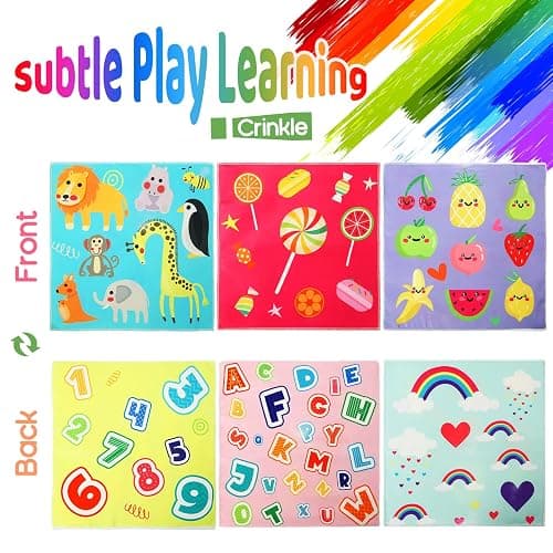 Baby Tissue Box - Montessori Toys for 6-12 Months, 1 Year Old - Soft Stuffed High Contrast Crinkle Infant Sensory Toy, Boys&Girls Toddler Early Learning Baby Gifts thumbnail 5