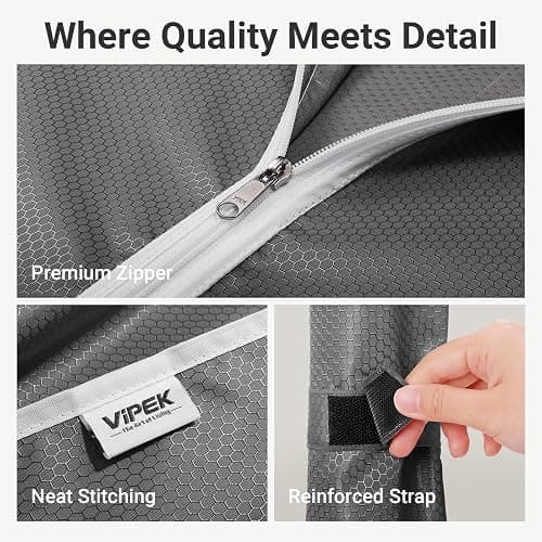 VIPEK R3C Rolling Clothes Rack with Cover Portable Closet for Hanging Clothes, Heavy Duty Garment Rack Clothing Racks with Wheels& Hanging Rod, Black Racks with Grey Upgraded Polyester Cover thumbnail 6