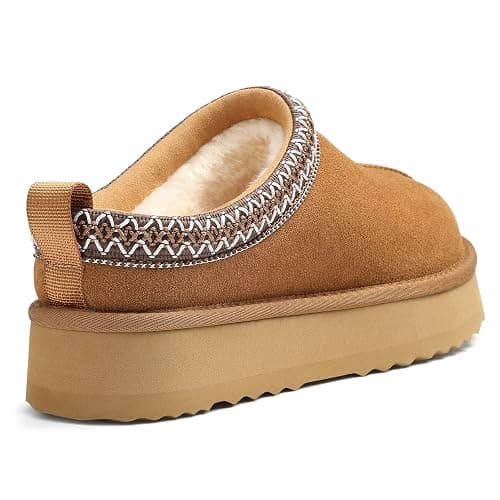 KIDMI Genuine Suede Platform Slippers for Women Fuzzy Winter Warm Shoes Indoor Outdoor thumbnail 6