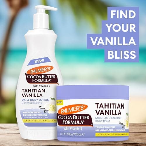 Palmers Cocoa Butter Formula, Tahitian Vanilla Moisture Drenching Body Balm (7.25 oz), Warm Vanilla Body Moisturizer for Dry Skin, Softens & Nourishes, 72-Hour Moisture, Dermatologist Approved thumbnail 7