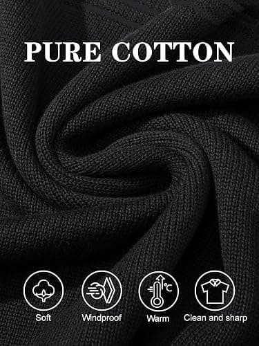 KEFITEVD Men's Jumpers Quarter Zip Winter Warm Sweater Mock Turtle Neck Casual Pullover Cotton Knitted Striped Work Jumper thumbnail 3