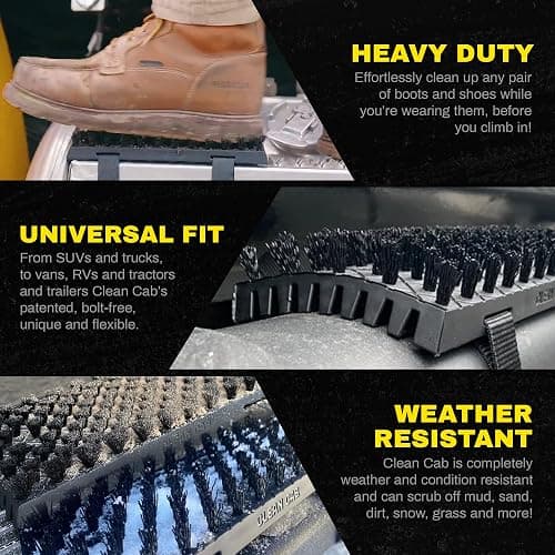 Clean Cab Universal Fit Truck Step Mounted Brush - Heavy Duty Boot Brush for Trucks, RVs, SUVs, and Semis - Easy Velcro Mounting - Perfect for Camping, Jobsite, and Home - Durable and Reliable thumbnail 5
