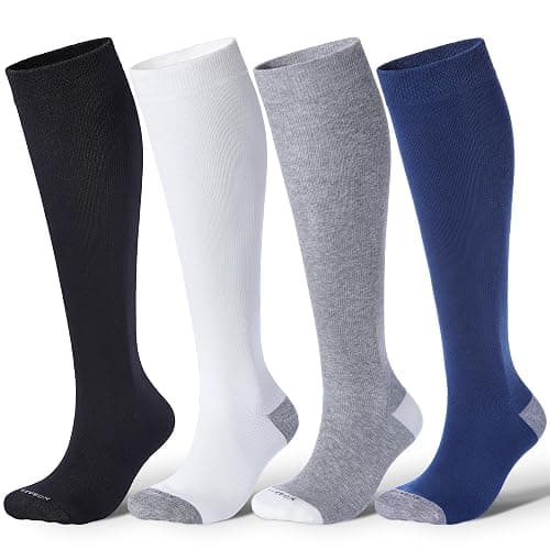 LEVSOX Cotton Compression Socks for Women Men 20-30 mmHg Knee High Cute Support Sock for Nurses Flying Pregnancy - Image 1