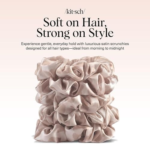 Kitsch Leopard Prints Satin Scrunchies for Women - No Crease Hair Ties for Girls, Scrunchies For All Hair Types and Textures, Perfect for Day or Night | Ideal Gifts for Women - 5 Pcs thumbnail 8