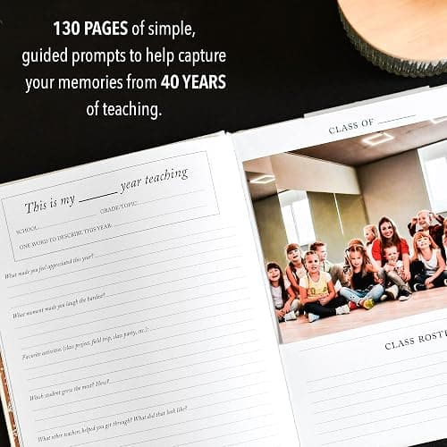 DUNCAN & STONE PAPER CO. Teacher Memory Book – 20 Years Of Memories Notebook for Teachers - Linen Cover Classic Teacher Journal Notebook - Cute Journaling Notebooks (130 Pages) thumbnail 4