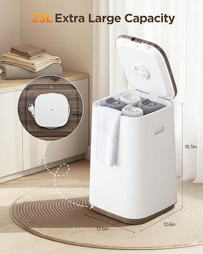 Hot Towel Warmers for Bathroom, Large Blanket Warmer for Home, 23L Heated Towel Warmer Bucket with 24h Delay Timer, Safety Child Lock, Auto Shut Off,LED Screen & U-Shaped Light, Luxury Wooden thumbnail 3