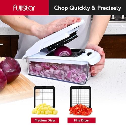 Fullstar Vegetable Chopper and Spiralizer - Food Chopper with Container, Fruit Slicer, Kitchen Gadgets & Accessories, Home Essentials (All in 1, White) - All in 1 - White thumbnail 2