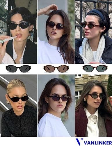 VANLINKER Polarized Retro Oval Sunglasses for Women Men Small Face Vintage 90s Shades VL9850 thumbnail 2