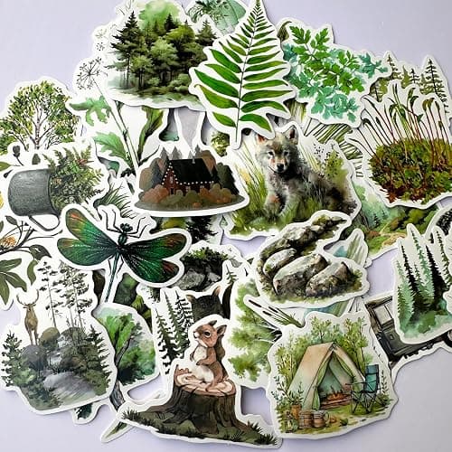 Tree Forest & Natural Outdoor Scrapbook Water Bottle Stickers, Waterproof, Sun - Resistant, 50 Pieces, Vinyl Material thumbnail 4