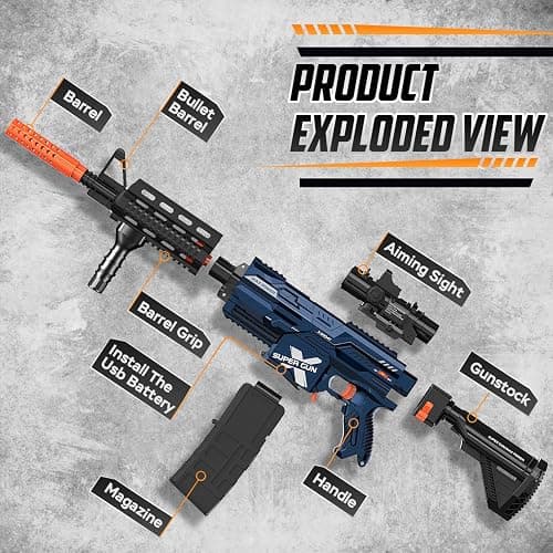 Electric Automatic Toy Gun for Toy Guns Sniper Soft Bullets [Shoot Faster] Burst Soft Bullets Toy Gun for Boys,Toy Foam Blasters & Guns with 100 Toy Sniper Darts for Kids thumbnail 5