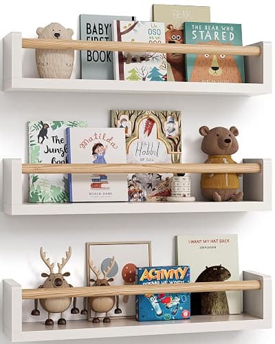 G&W Gruwald Nursery Book Shelves, Set of 3, Wall Bookshelf, Book Shelf for Kids Rooms, Wall Book Shelves for Bedroom Kids, Floating Shelf, Nursery Decor - Image 1