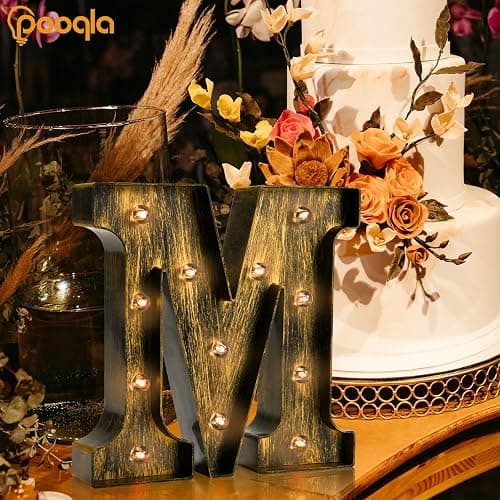 Pooqla Vintage Light Up Marquee Letters with Lights – Illuminated Industrial Style Lighted Alphabet Letter Signs - Coffee Bar Apartment Bedroom Wall Home Initials Decor A-Z thumbnail 6