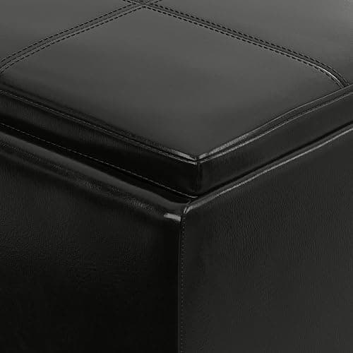 SIMPLIHOME Avalon 42" Wide Vegan Leather Ottoman in Carbon Black thumbnail 2
